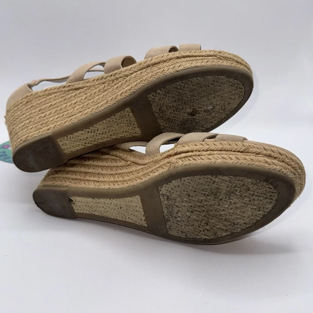 Lauren Ralph Lauren Womens Sz 10 Kelcie Espadrille Wedge Heel Sandals‎ Beige
